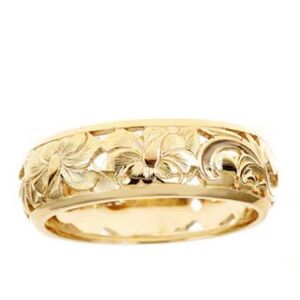Hibiscus Dome Ring, 14k yellow gold, 6mm cut out